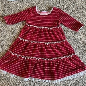 Velor stripe long sleeve dress